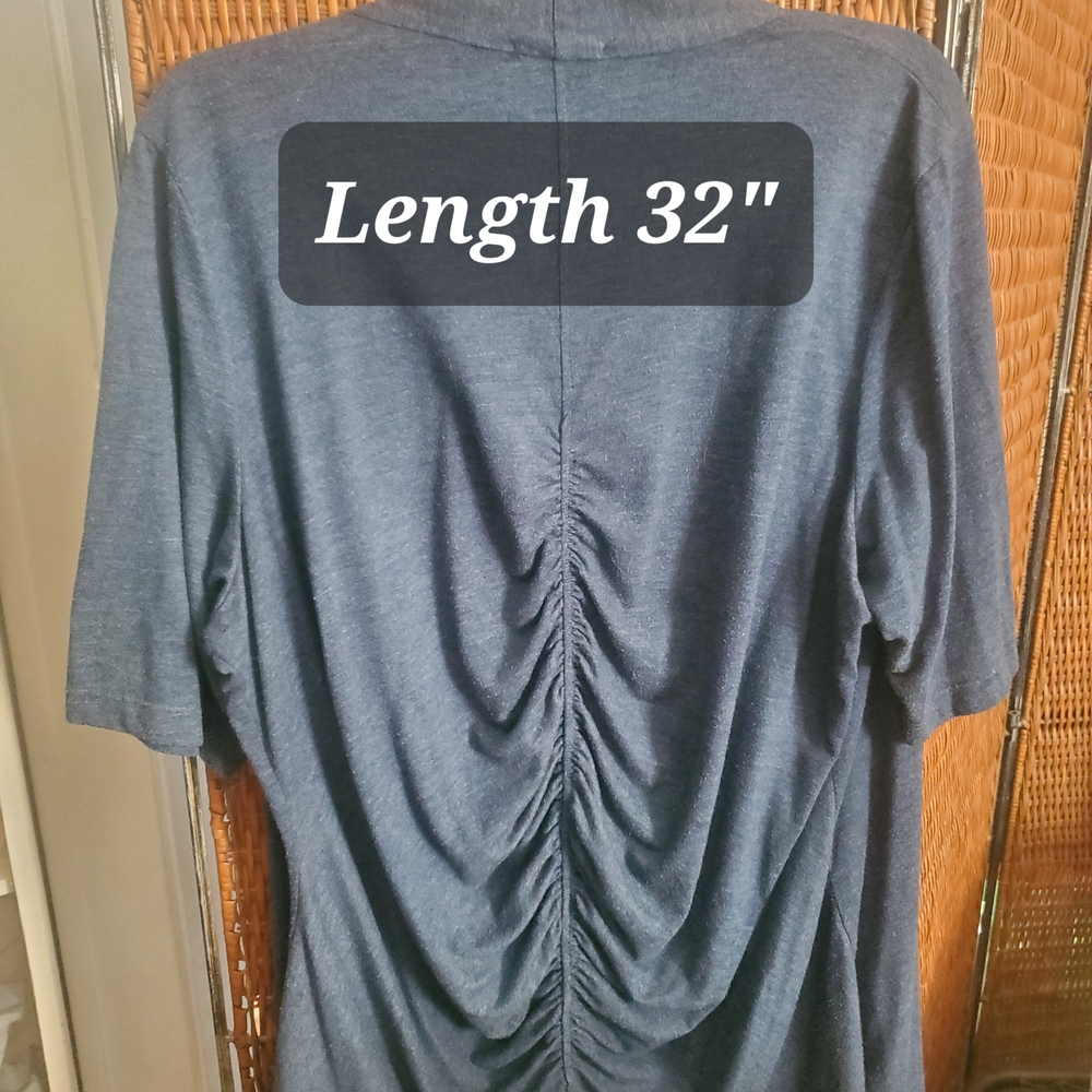 Blue Ruched Cardigan - Picture 3 of 6
